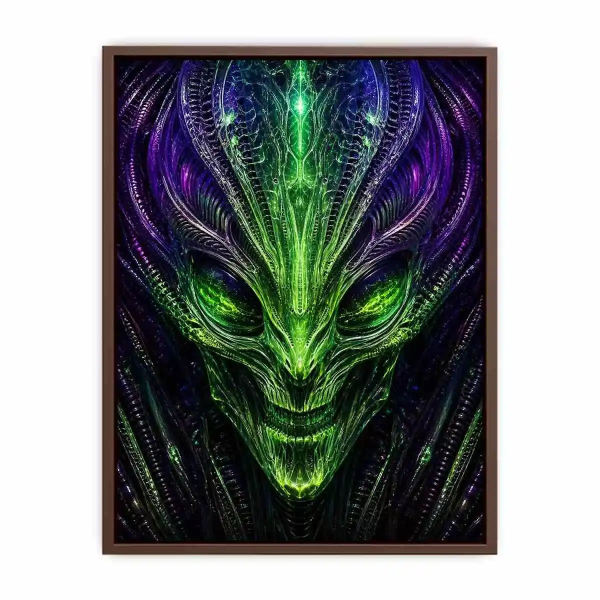 abstract alien Canvas Print canvas futuristic green neon sci fi face fractal design modern decor