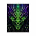 abstract alien Canvas Print canvas futuristic green neon sci fi face fractal design modern decor