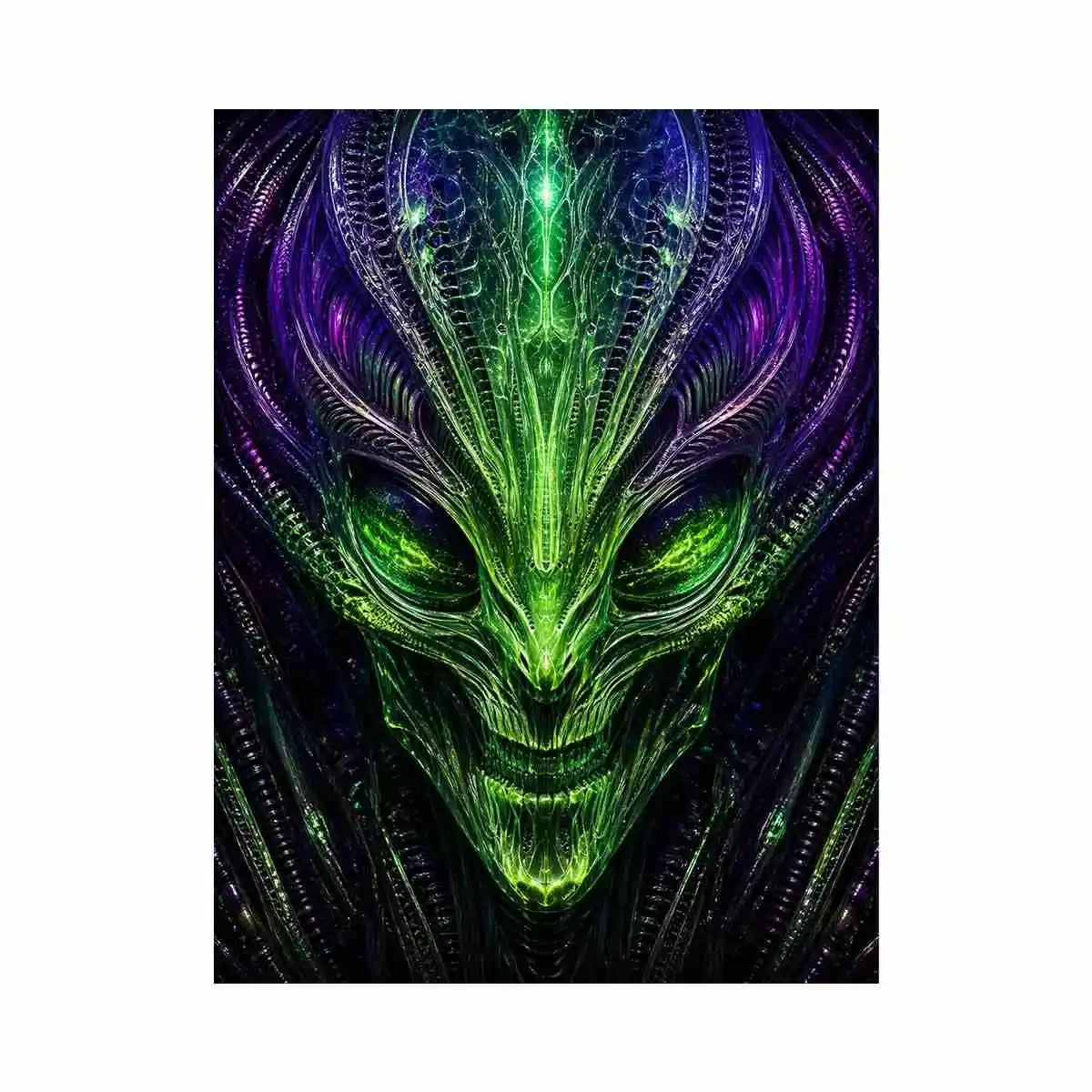 abstract alien Canvas Print canvas futuristic green neon sci fi face fractal design modern decor