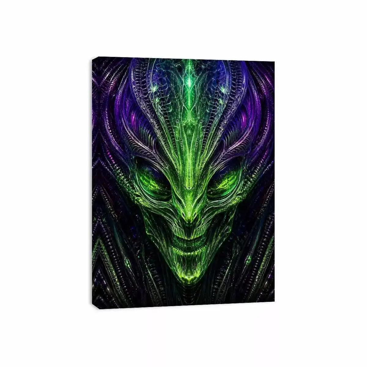 abstract alien Canvas Print canvas futuristic green neon sci fi face fractal design modern decor