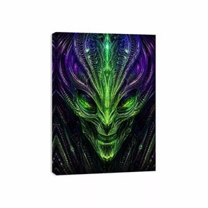 abstract alien Canvas Print canvas futuristic green neon sci fi face fractal design modern decor