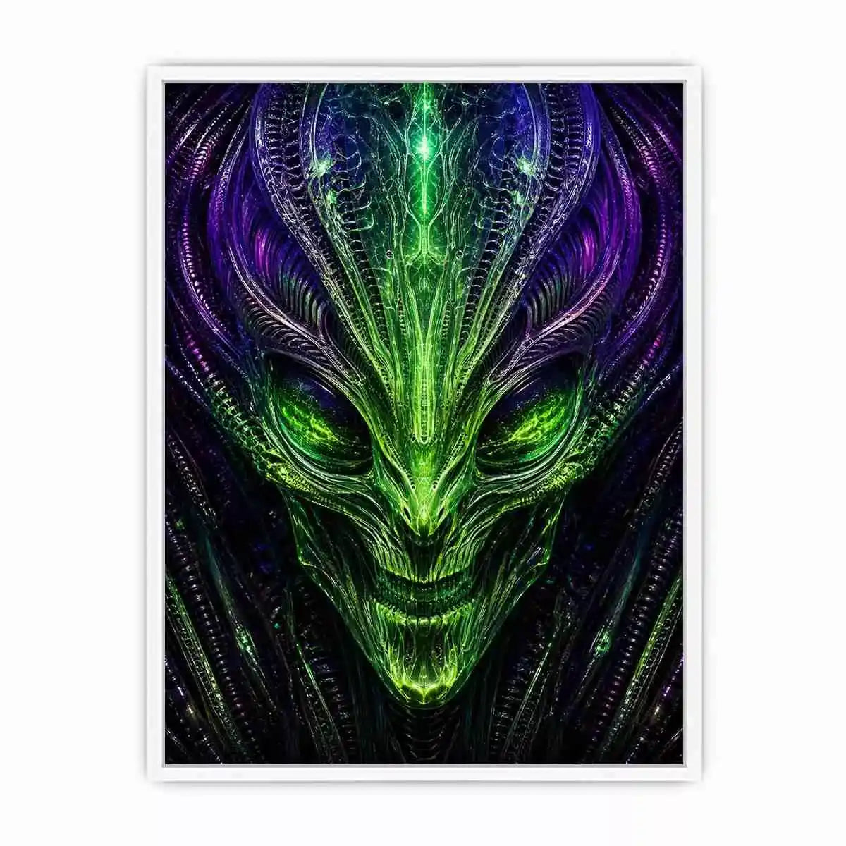 abstract alien Canvas Print canvas futuristic green neon sci fi face fractal design modern decor