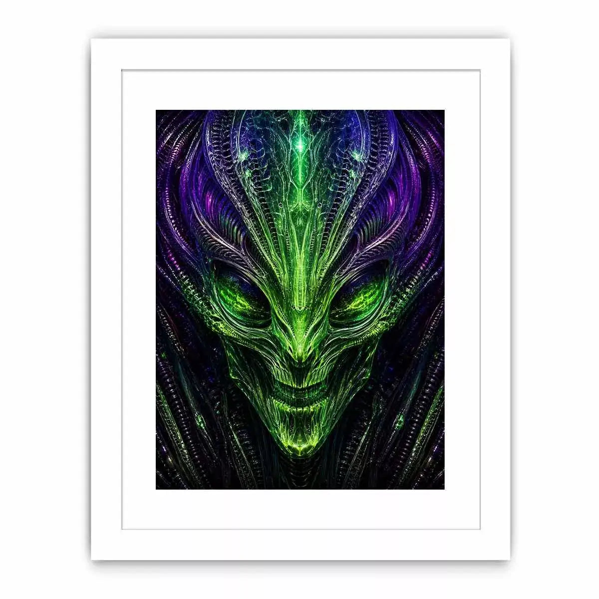 abstract alien Canvas Print canvas futuristic green neon sci fi face fractal design modern decor