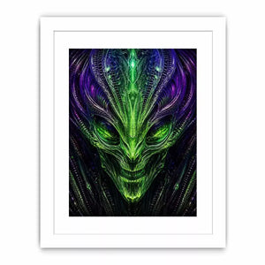 abstract alien Canvas Print canvas futuristic green neon sci fi face fractal design modern decor