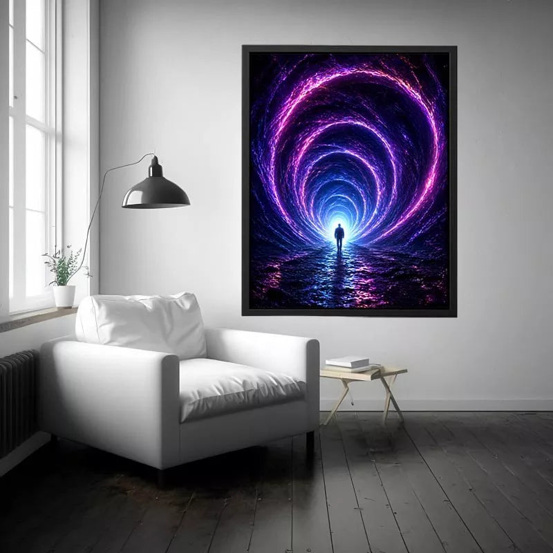Surreal portal Canvas Print canvas glowing tunnel silhouette sci fi futuristic decor modern artwork