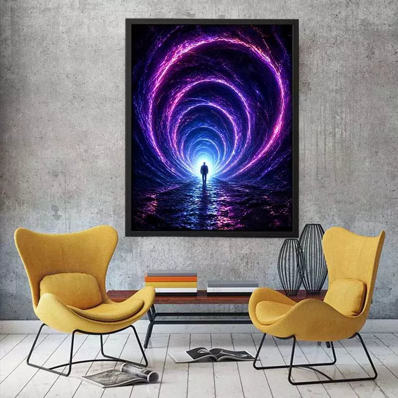 Surreal portal Canvas Print canvas glowing tunnel silhouette sci fi futuristic decor modern artwork