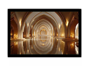 luxury gold architecture Canvas Print canvas palace arches reflection elegant interior decor modern artwork