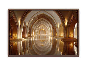luxury gold architecture Canvas Print canvas palace arches reflection elegant interior decor modern artwork