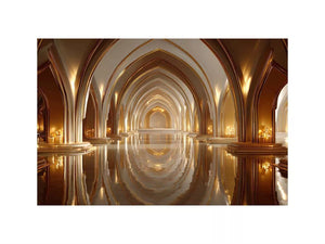 luxury gold architecture Canvas Print canvas palace arches reflection elegant interior decor modern artwork