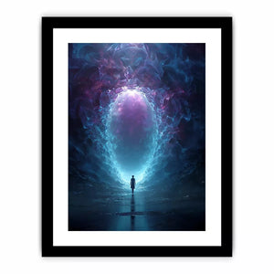 Surreal Cosmic Portal with Ethereal Light and Silhouette Figure – Sci Fi Canvas Print Canvas