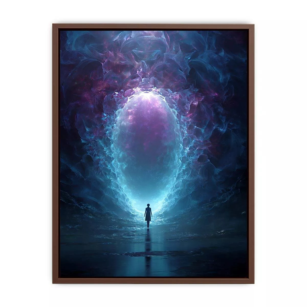 Surreal Cosmic Portal with Ethereal Light and Silhouette Figure – Sci Fi Canvas Print Canvas
