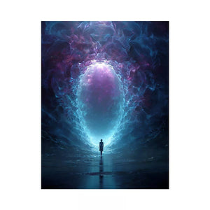 Surreal Cosmic Portal with Ethereal Light and Silhouette Figure – Sci Fi Canvas Print Canvas