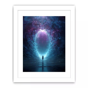 Surreal Cosmic Portal with Ethereal Light and Silhouette Figure – Sci Fi Canvas Print Canvas