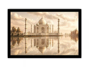 taj mahal sunset Canvas Print india luxury architecture canvas decor agra monument golden sky no reflection