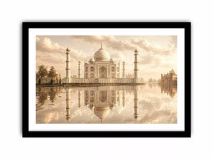 taj mahal sunset Canvas Print india luxury architecture canvas decor agra monument golden sky no reflection