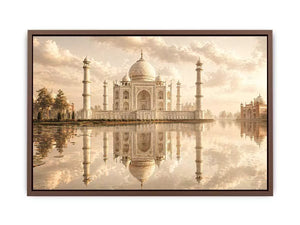 taj mahal sunset Canvas Print india luxury architecture canvas decor agra monument golden sky no reflection