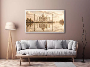 taj mahal sunset Canvas Print india luxury architecture canvas decor agra monument golden sky no reflection