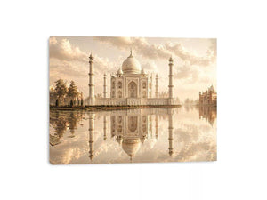 taj mahal sunset Canvas Print india luxury architecture canvas decor agra monument golden sky no reflection