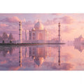 pastel taj mahal sunset Canvas Print india luxury architecture canvas decor agra monument golden sky no reflection