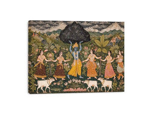 Luxury Krishna Govardhan painting canvas Canvas Print