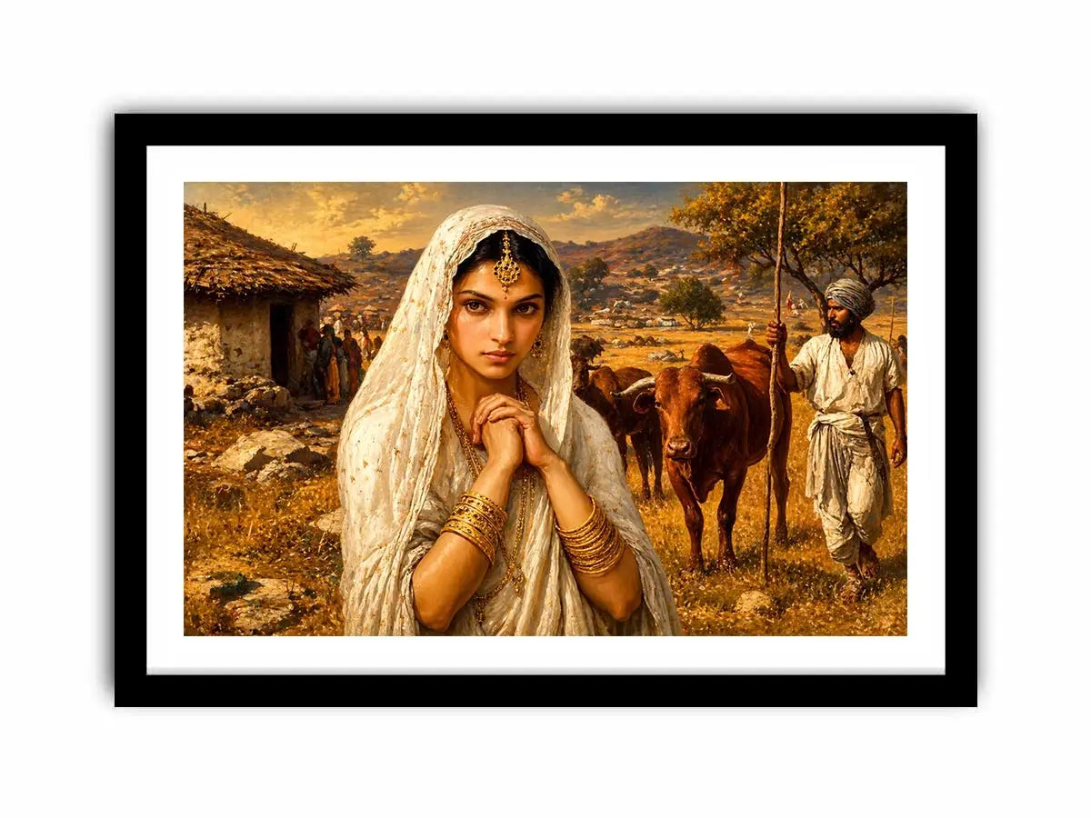 Indian village woman portrait Canvas Print traditional cultural canvas earthy tones decor