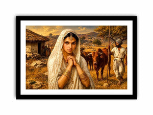 Indian village woman portrait Canvas Print traditional cultural canvas earthy tones decor