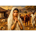 Indian village woman portrait Canvas Print traditional cultural canvas earthy tones decor