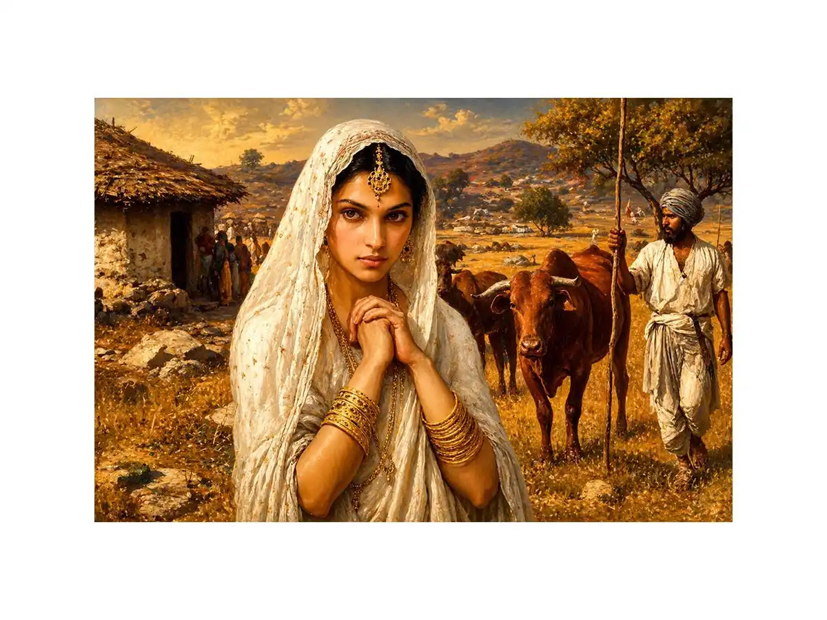 Indian village woman portrait Canvas Print traditional cultural canvas earthy tones decor