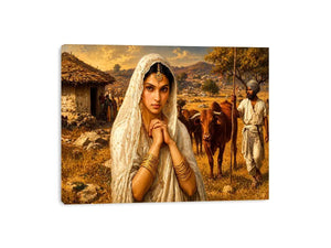 Indian village woman portrait Canvas Print traditional cultural canvas earthy tones decor