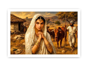 Indian village woman portrait Canvas Print traditional cultural canvas earthy tones decor