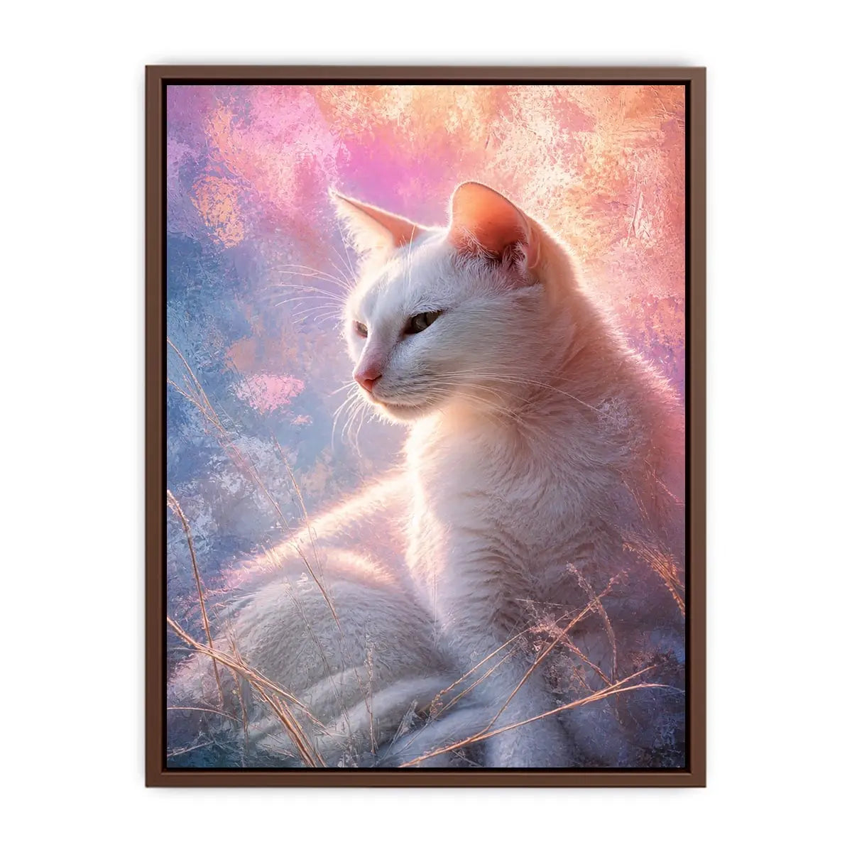dreamy white cat pastel background ethereal soft light animal Canvas Print canvas decor