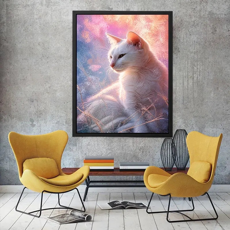 dreamy white cat pastel background ethereal soft light animal Canvas Print canvas decor