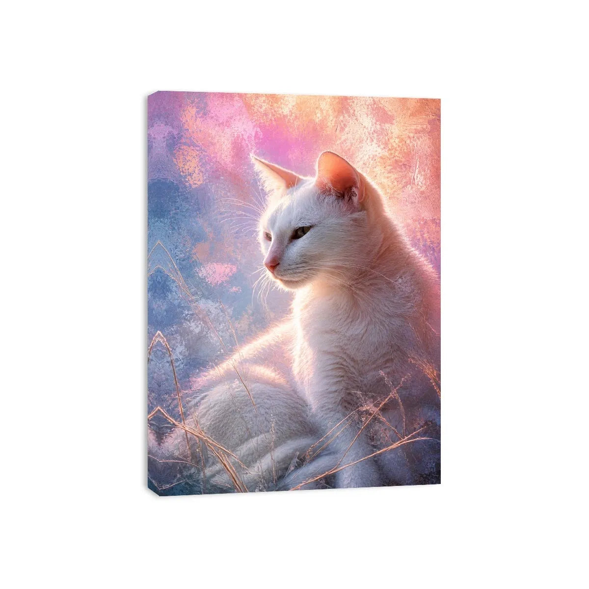dreamy white cat pastel background ethereal soft light animal Canvas Print canvas decor