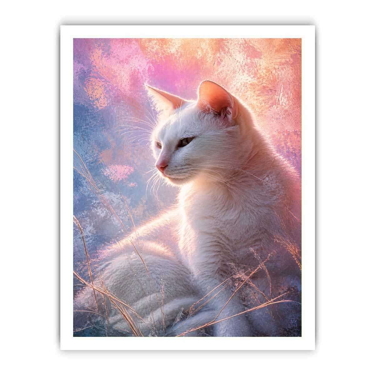 dreamy white cat pastel background ethereal soft light animal Canvas Print canvas decor
