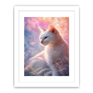 dreamy white cat pastel background ethereal soft light animal Canvas Print canvas decor