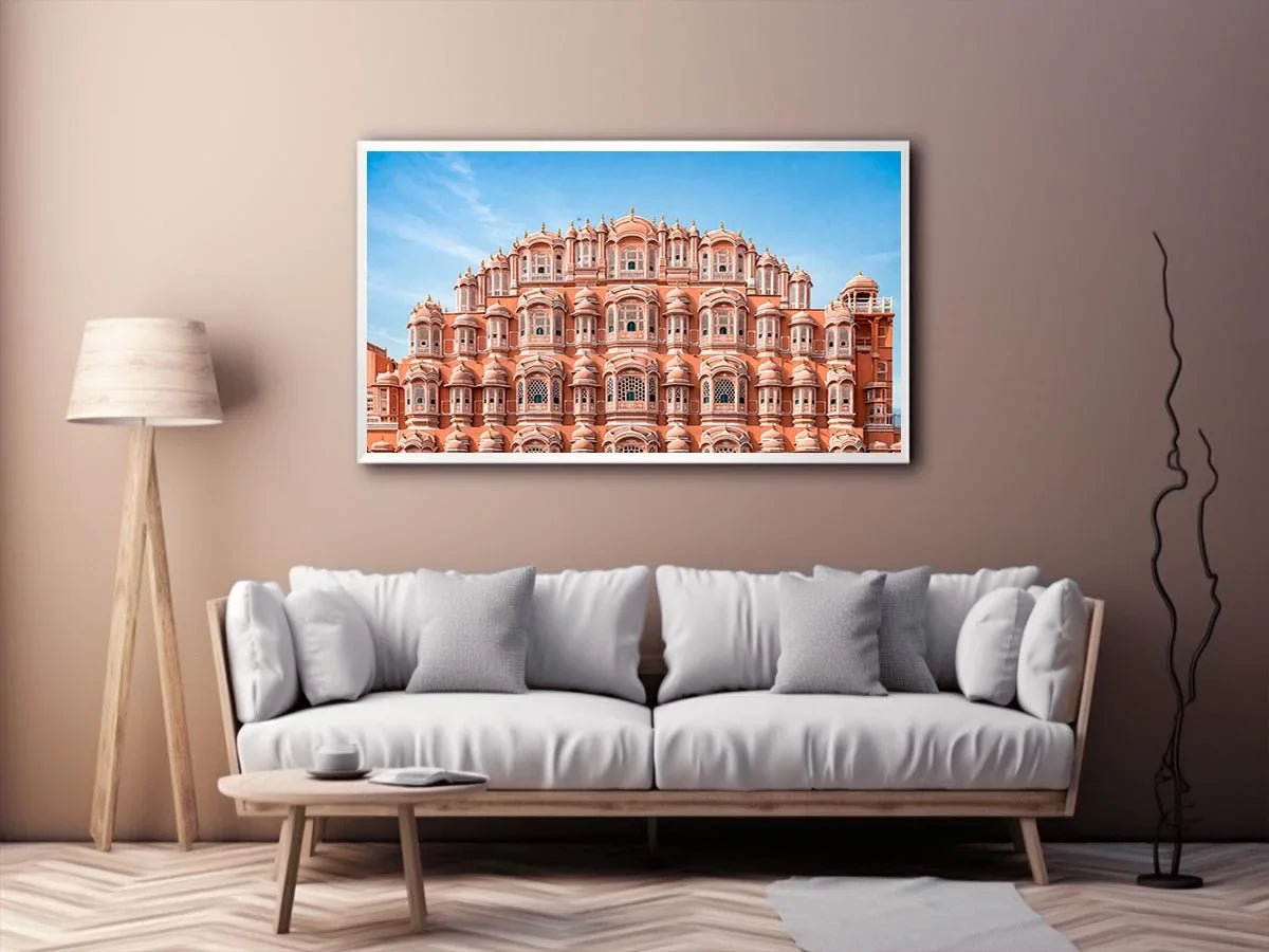 Hawa Mahal Jaipur pink palace architecture India heritage building Canvas Print canvas decor