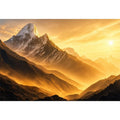 golden mountain sunrise mist landscape serene nature Canvas Print canvas decor