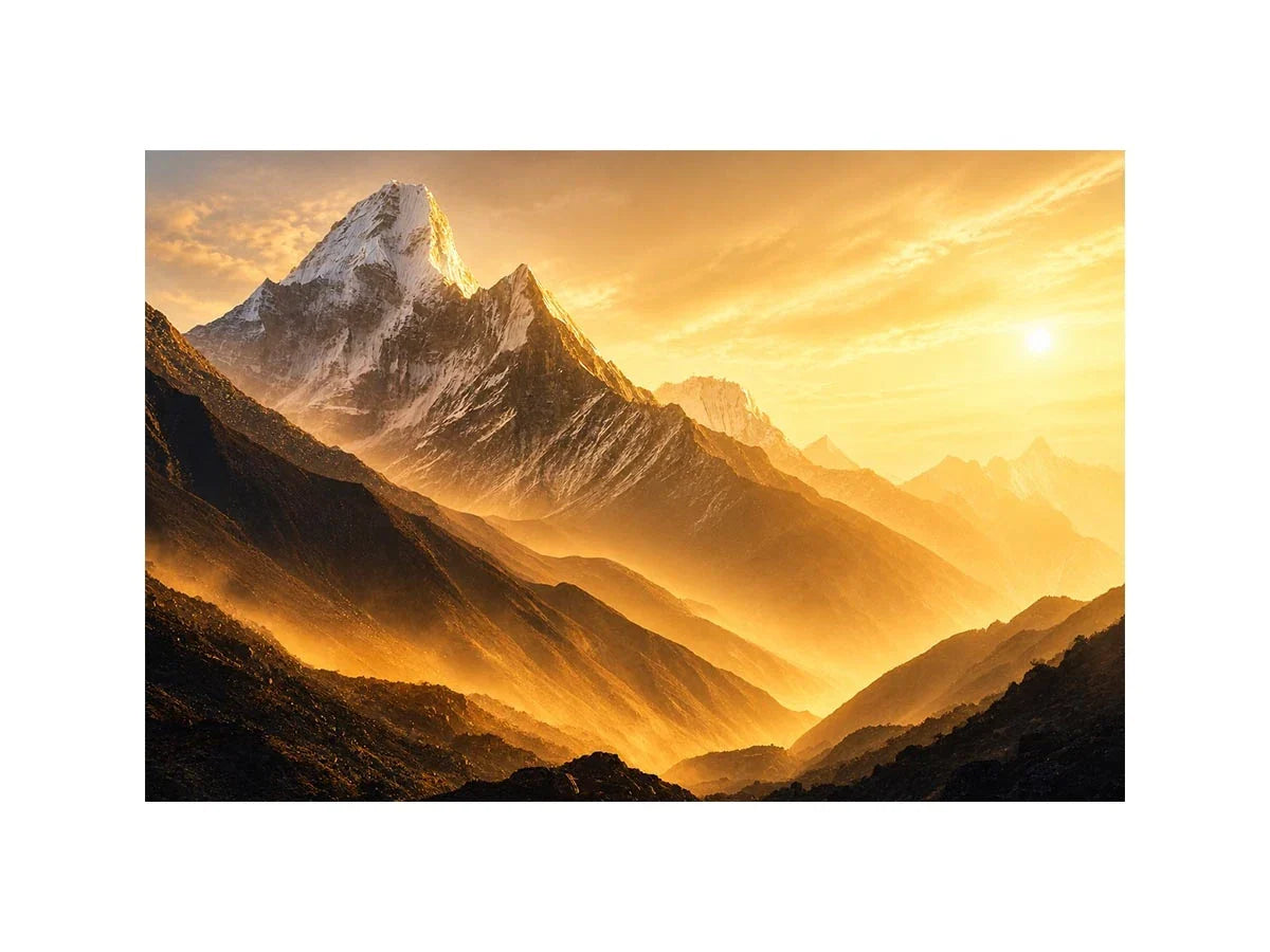 golden mountain sunrise mist landscape serene nature Canvas Print canvas decor