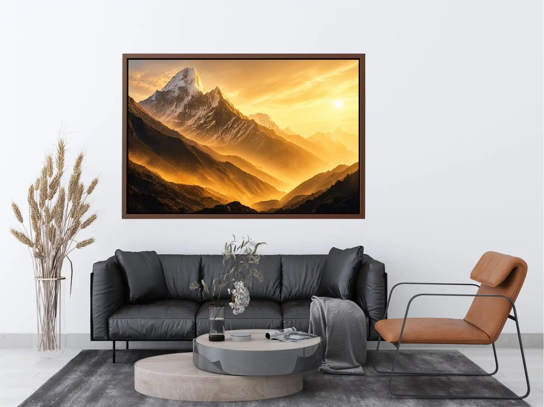 golden mountain sunrise mist landscape serene nature Canvas Print canvas decor
