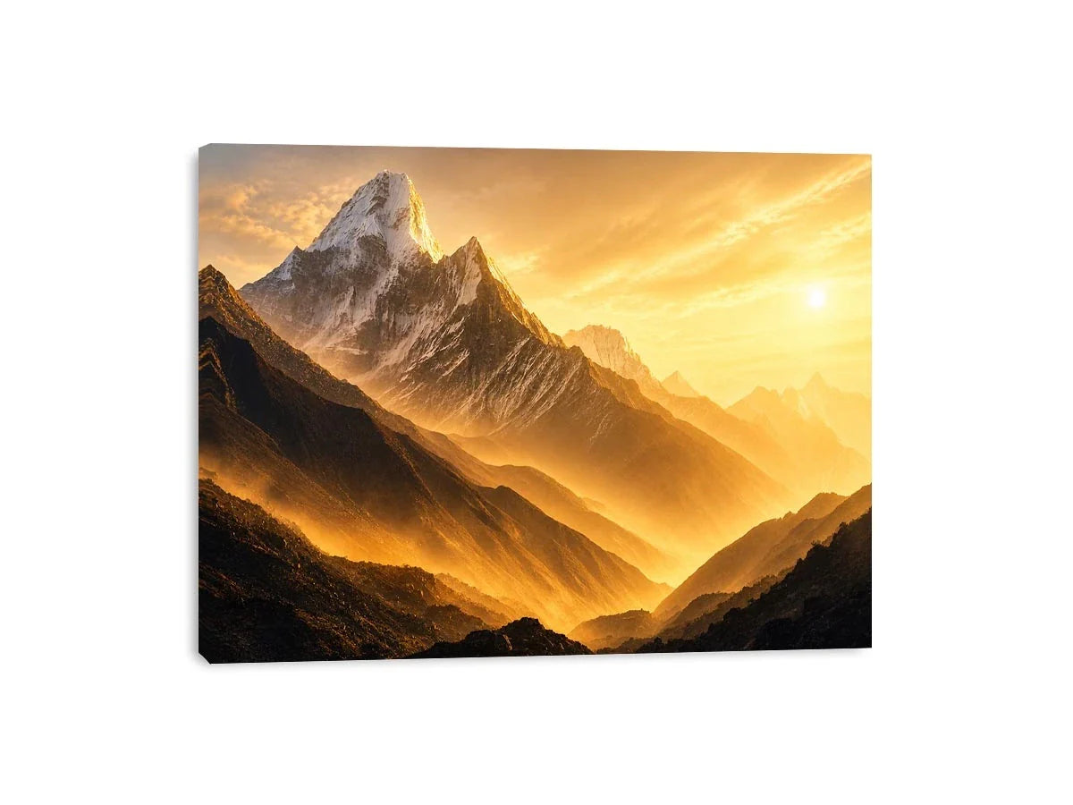 golden mountain sunrise mist landscape serene nature Canvas Print canvas decor