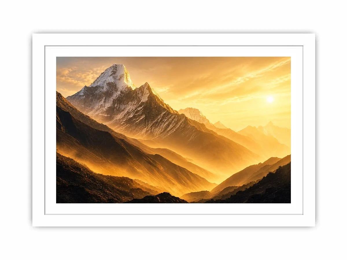 golden mountain sunrise mist landscape serene nature Canvas Print canvas decor
