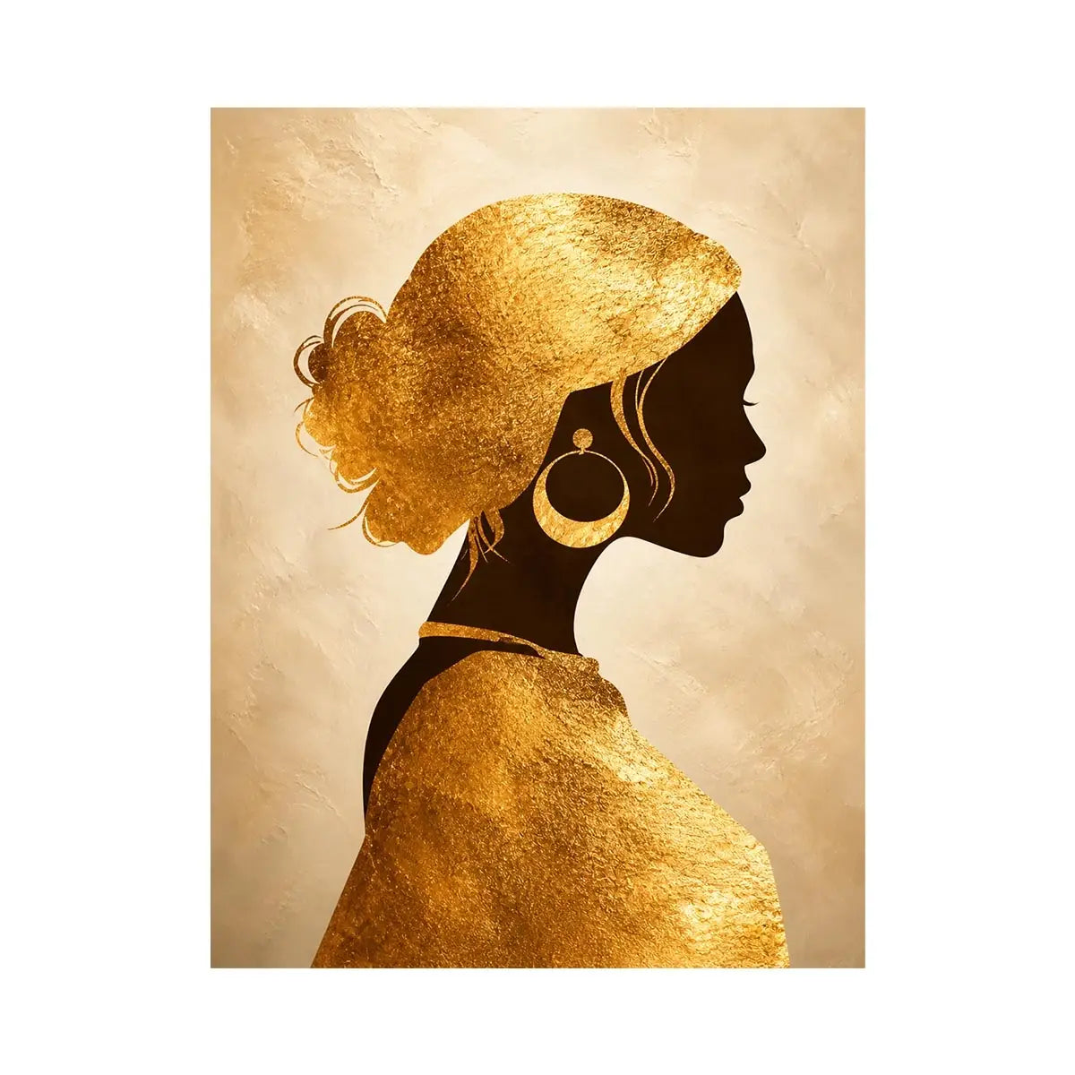 gold woman silhouette minimal luxury Canvas Print gold texture modern canvas decor