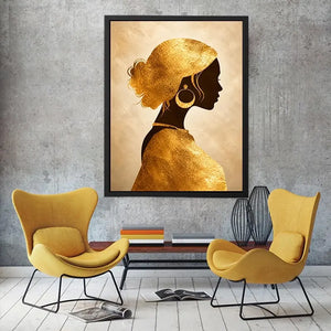 gold woman silhouette minimal luxury Canvas Print gold texture modern canvas decor