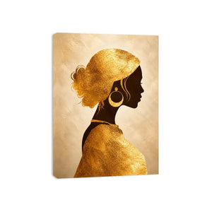 gold woman silhouette minimal luxury Canvas Print gold texture modern canvas decor