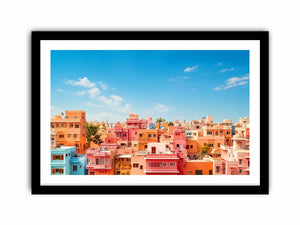 pastel cityscape Canvas Print colorful urban architecture minimal modern canvas decor