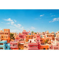 pastel cityscape Canvas Print colorful urban architecture minimal modern canvas decor
