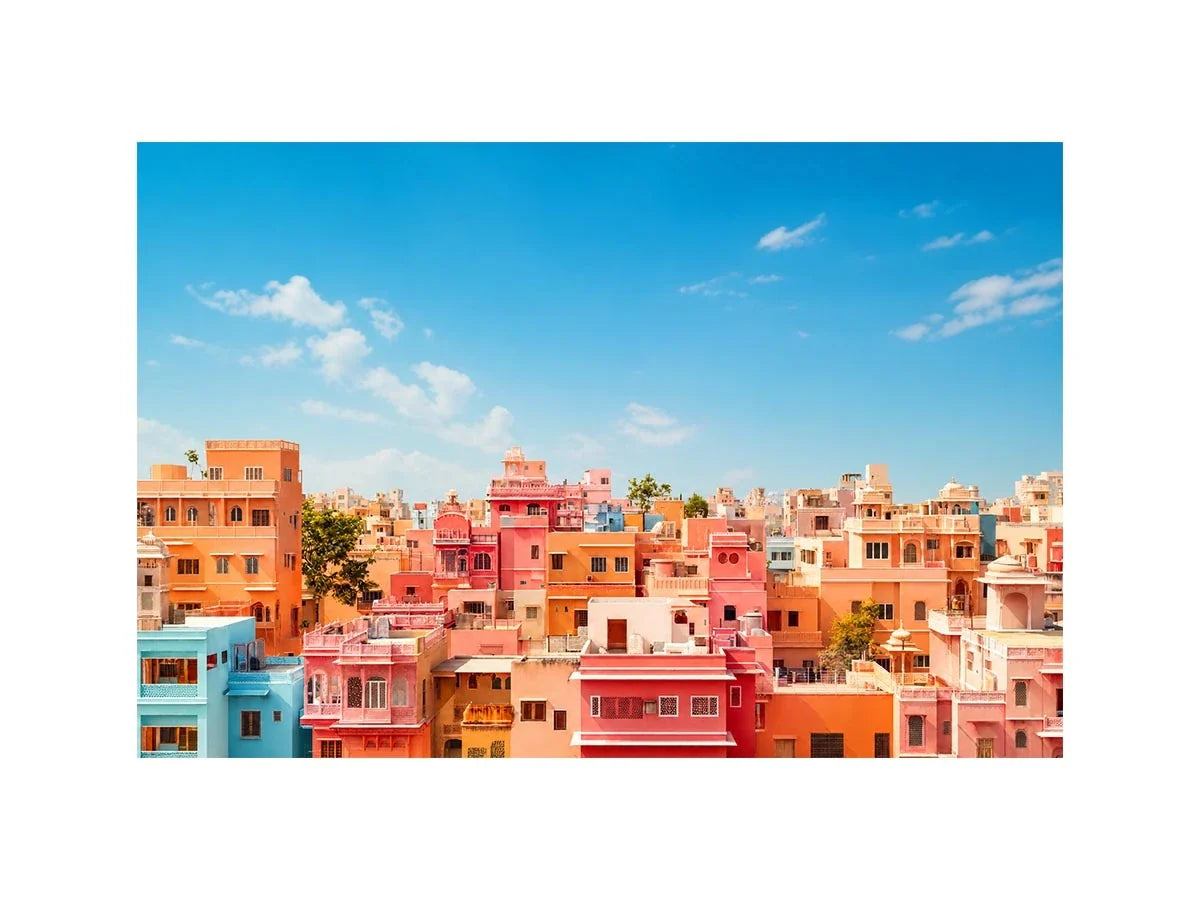pastel cityscape Canvas Print colorful urban architecture minimal modern canvas decor