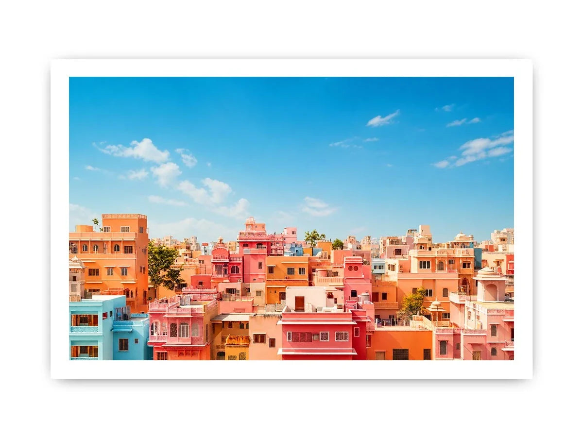 pastel cityscape Canvas Print colorful urban architecture minimal modern canvas decor