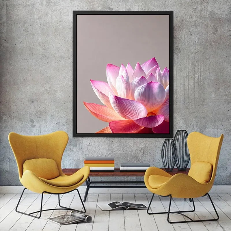 Minimalist pink lotus flower Canvas Print soft pastel floral canvas serene decor