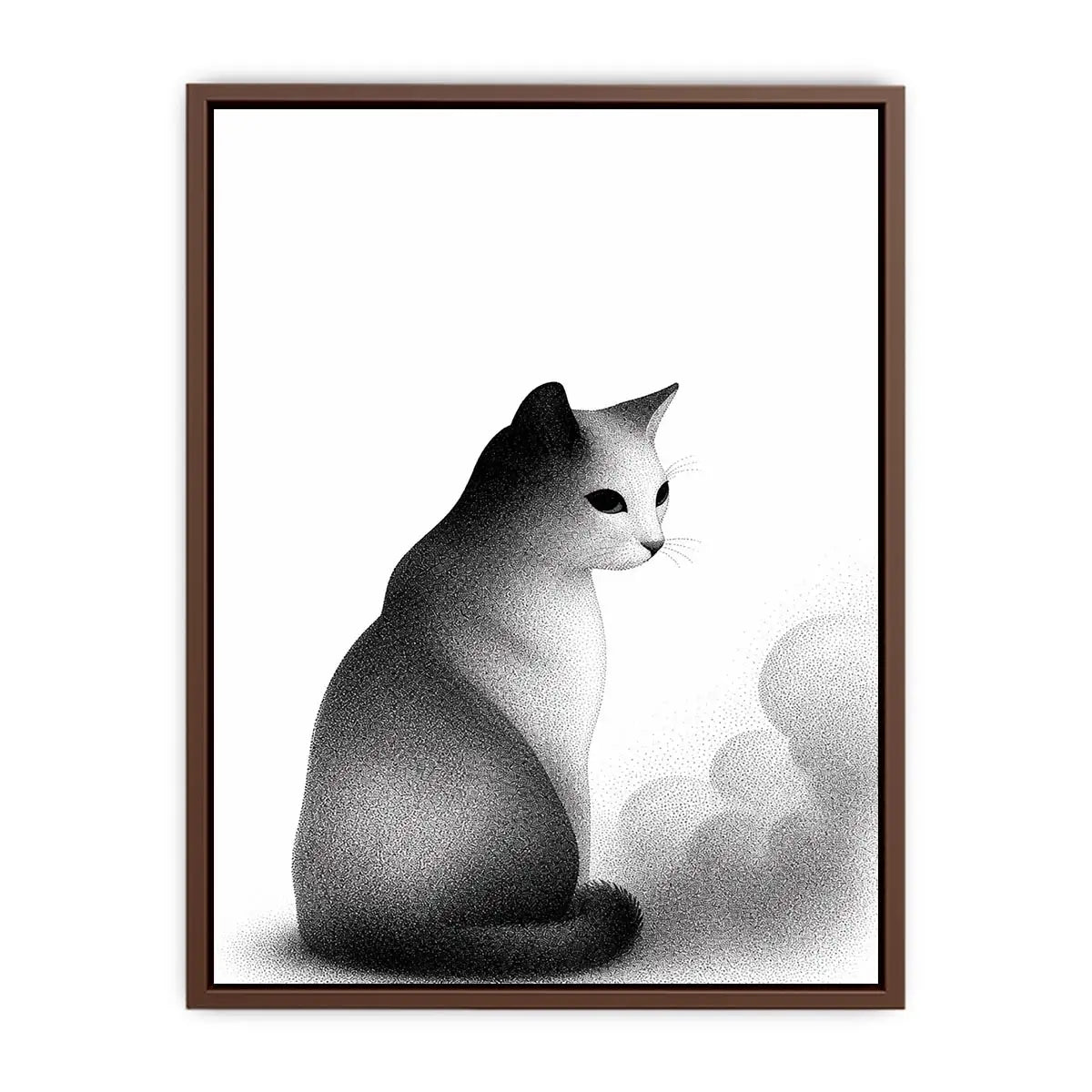 minimalist black white cat illustration modern line art animal Canvas Print
